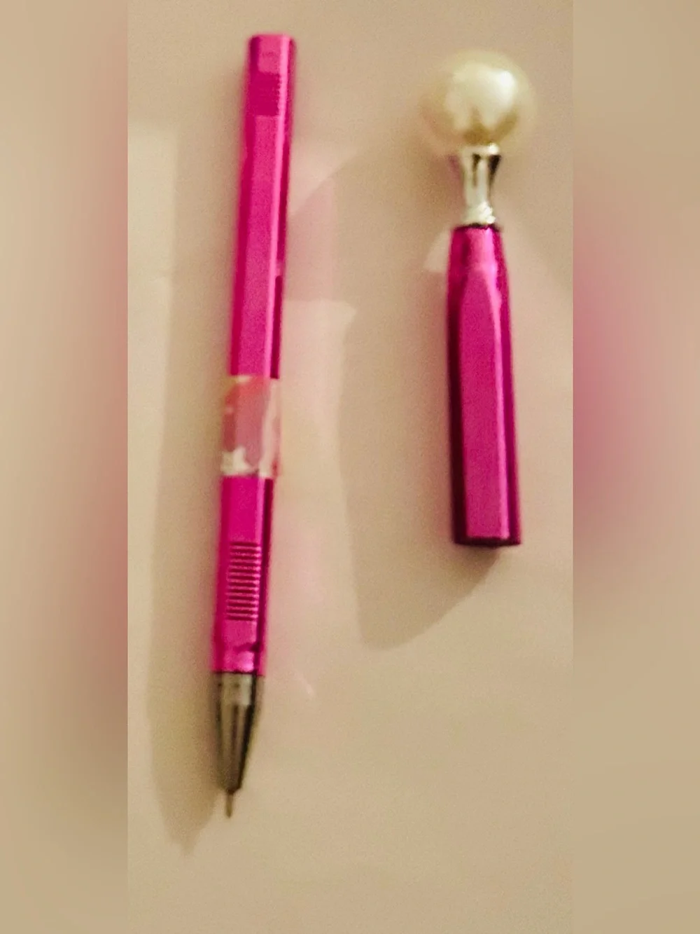 New 6 Pearl Gel Pens Purple Bottoms Pearl on Top Blue Ink Pen
